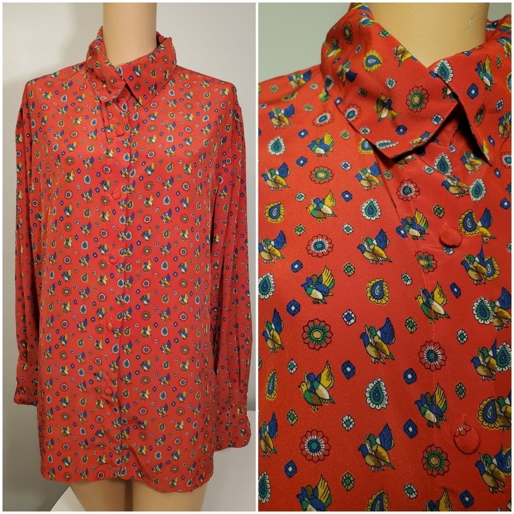 Vintage CHAUS WOMAN Red Button Up Blouse